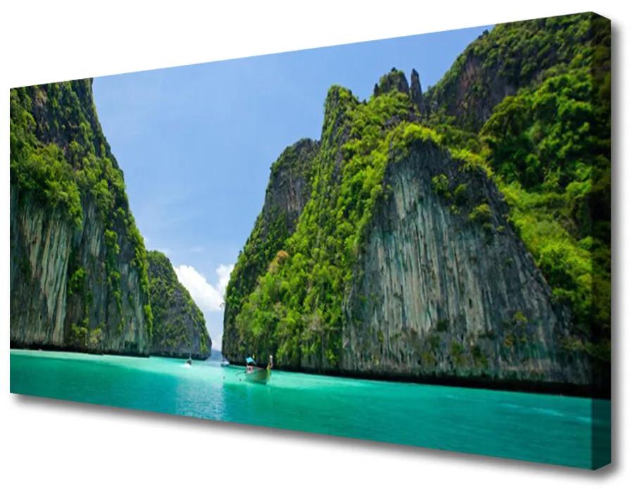 Quadro su tela Montagne, acqua, paesaggio della baia 100x50 cm