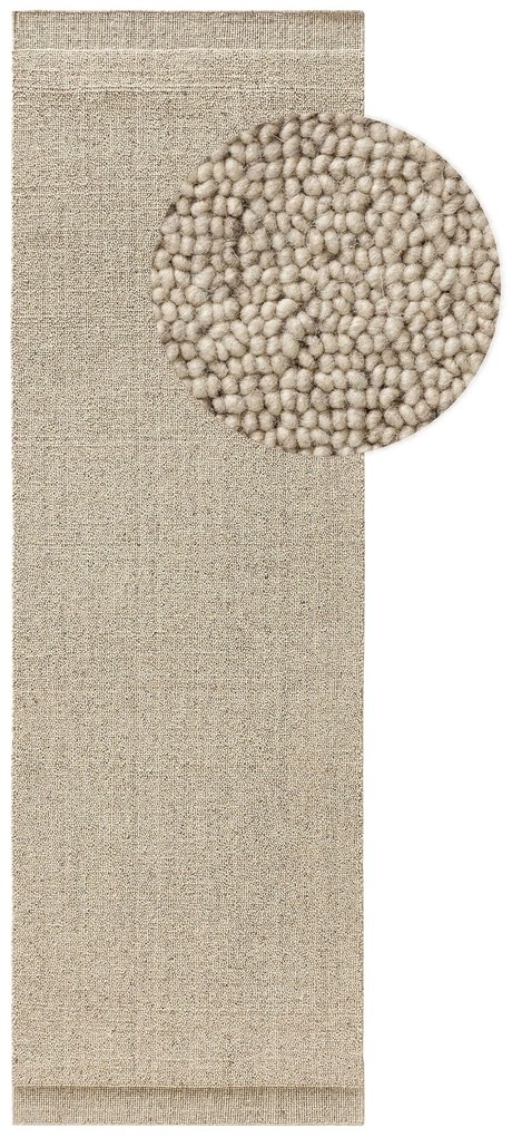 benuta Pure Tappeto passatoia in lana Imke Beige 80x250 cm - Tappeto fibra naturale