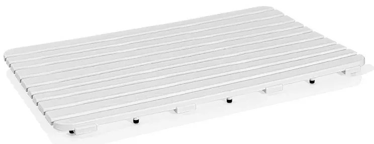 Pedana doccia antiscivolo 80x50 cm bianca con effetto legno in plastica