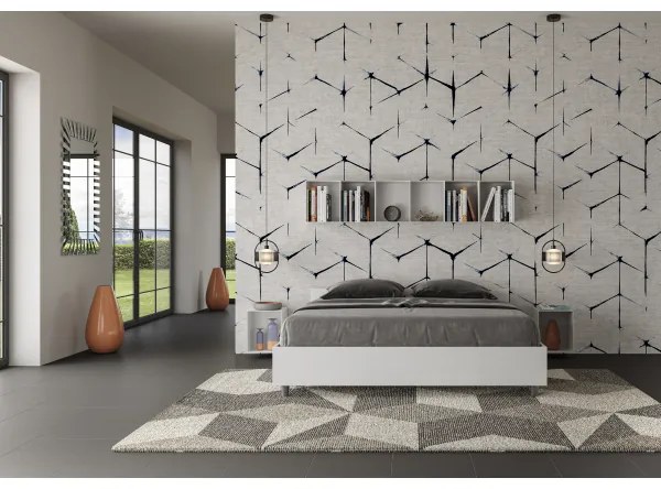 Letto matrimoniale con rete 160x190 bianco frassino Nuamo