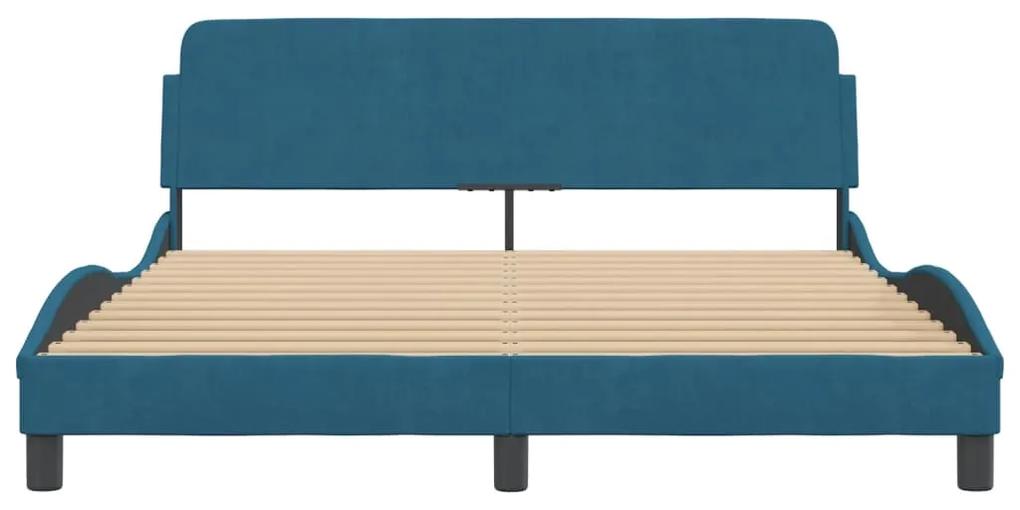 Giroletto con testiera blu 160x200 cm in velluto