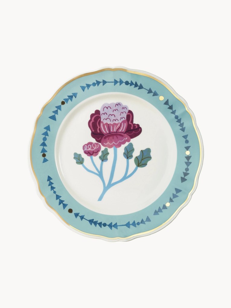 Piatto piano in porcellana fatto a mano Botanica