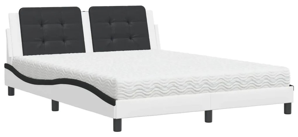 Letto con materasso bianco e nero 160x200cm similpelle