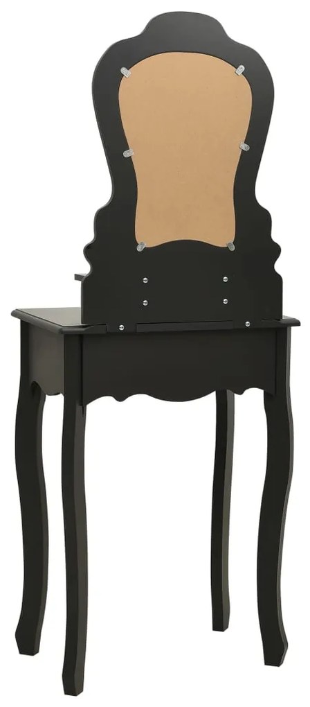 Tavolo da trucco con sgabello nero 50x59x136 cm legno paulownia