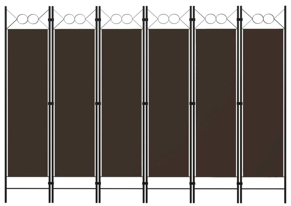 Paravento a 6 pannelli marrone 240x180 cm