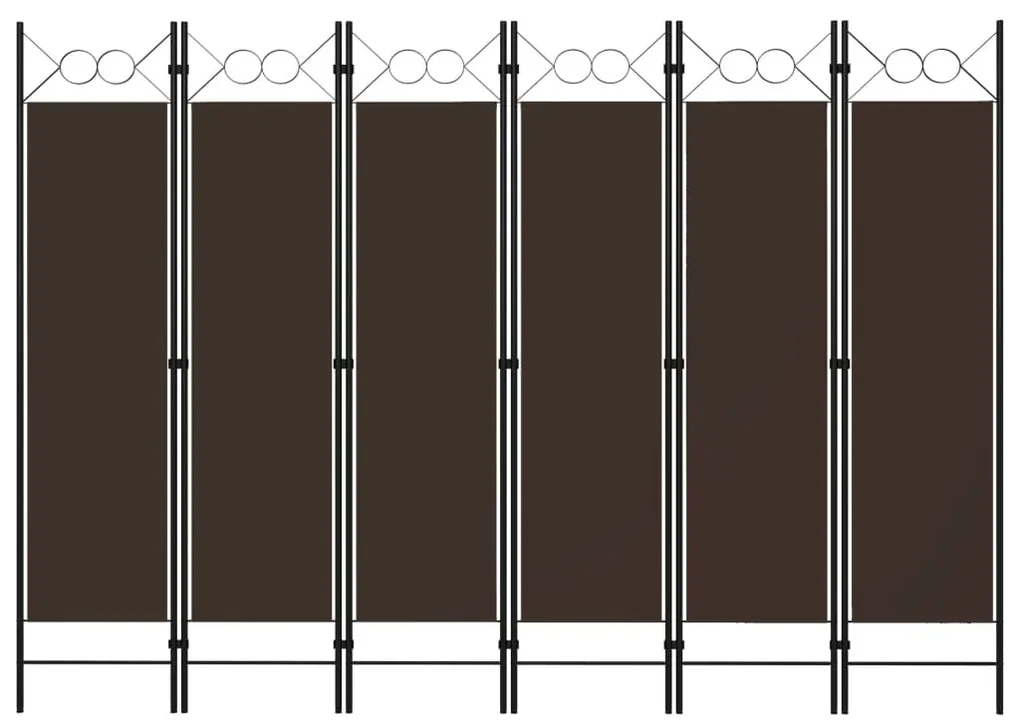 Paravento a 6 pannelli marrone 240x180 cm