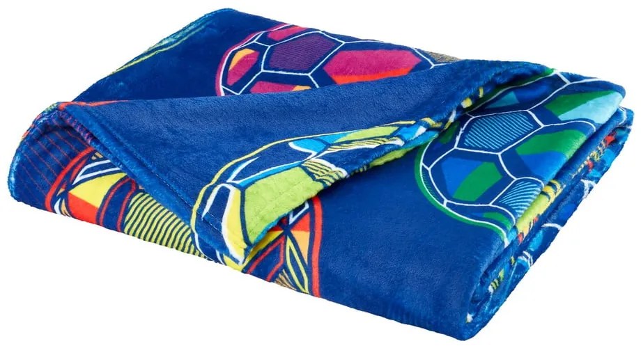 Coperta blu per neonato in micropile 130x170 cm Bright Football - Catherine Lansfield