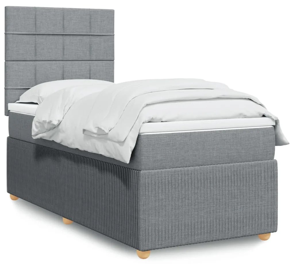 Giroletto A Molle Con Materasso Grigio Chiaro 90x200 Cm Tessuto /