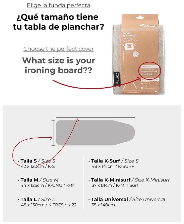 Copriasse da stiro 141x48 cm K-Surf – Rolser