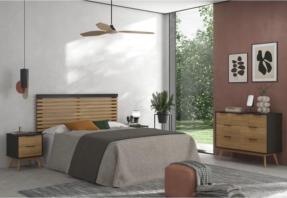 Cassettiera bassa in pino nero/naturale 120x83 cm Lavis - Marckeric