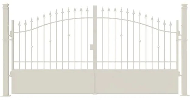 Cancello manuale con serratura elettrica Civetta in ferro, apertura centrale, L 358.5, H 150-180 cm, di colore bianco