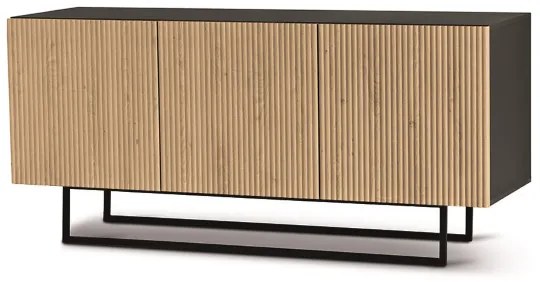 Madia 3 ante in legno 180 cm Antracite e Rovere piedini sagomati - RONDA