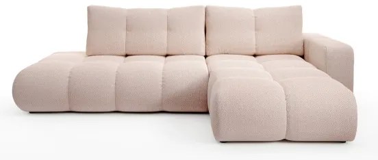 Divano letto angolare imbottito con contenitore a L ALMADA, lato destro, rosa