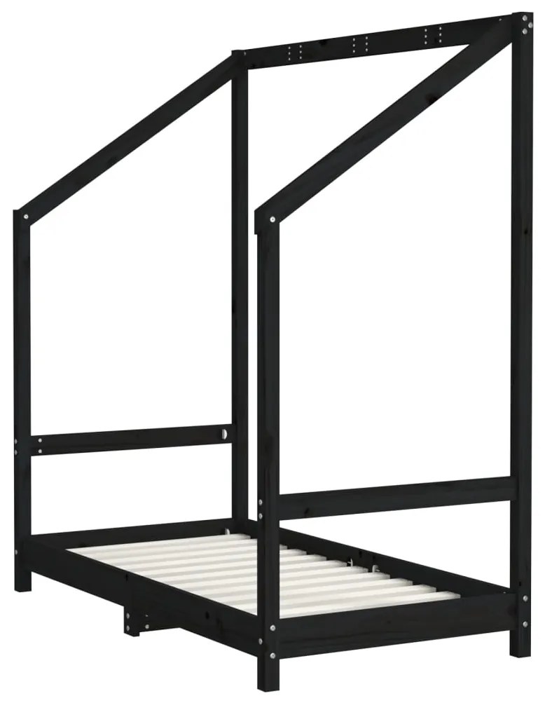 Giroletto per bambini nero 2x(70x140) cm legno massello di pino