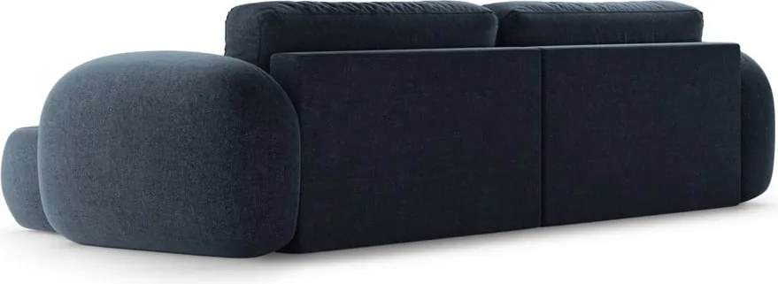 Divano angolare blu scuro allungabile/con contenitore con rivestimento in ciniglia Tonale – Cosmopolitan Design