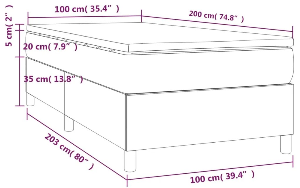 Giroletto a Molle con Materasso Blu Scuro 100x200 cm in Velluto