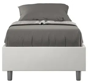 Letto singolo contenitore imbottito 80x200 similpelle bianco Azelia