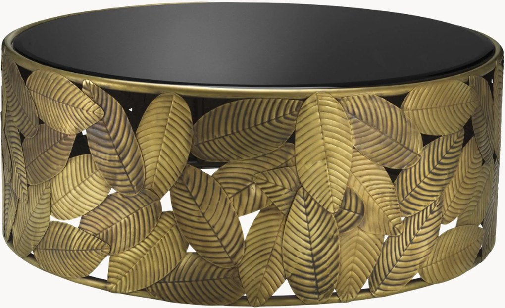 Tavolino rotondo con piano in vetro Botanico