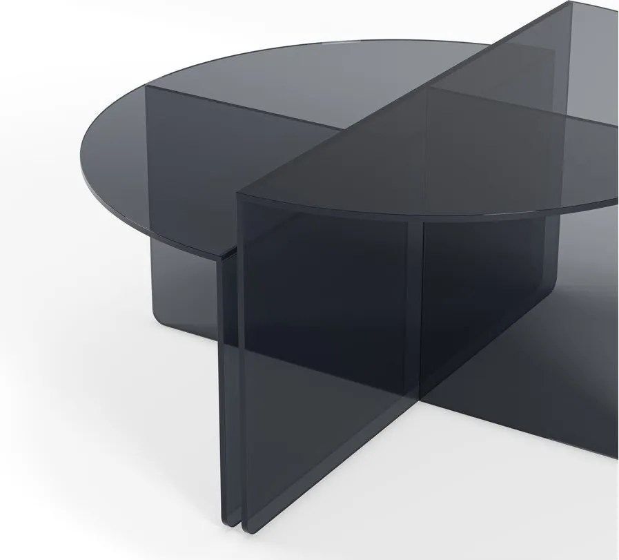 Set di tavolini da salotto rotondi grigi in vetro 2 pz ø 80 cm Velta – MOME