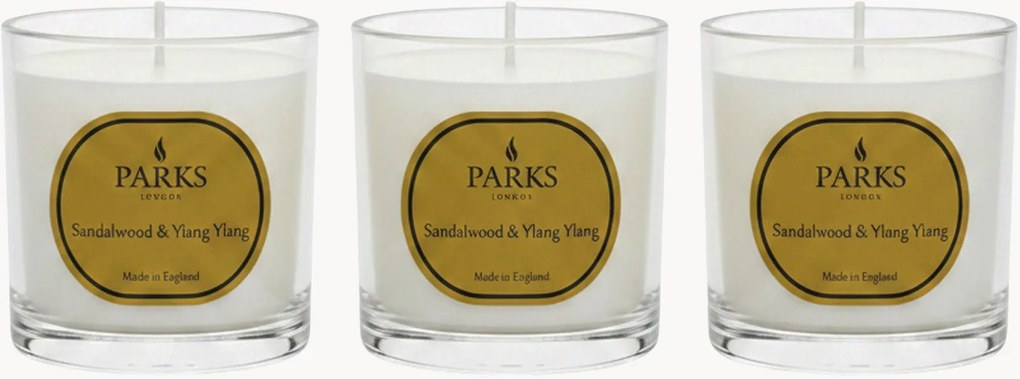 Set di 3 candele profumate fatte a mano Vintage Aromatherapy (legno di sandalo, Ylang Ylang e ambra calda)
