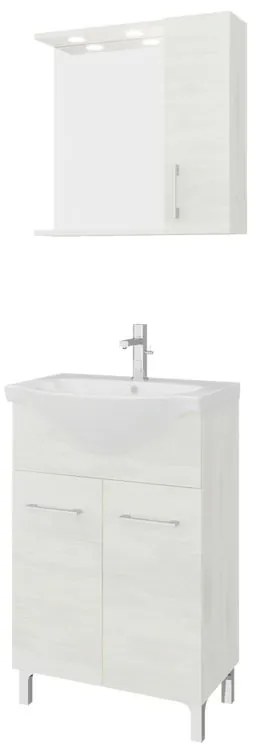 Mobile bagno con lavabo e sifone L 55 x H 81.5 x P 50.5 cm legno bianco in truciolare, 2 ante per vasca centrale Symoa