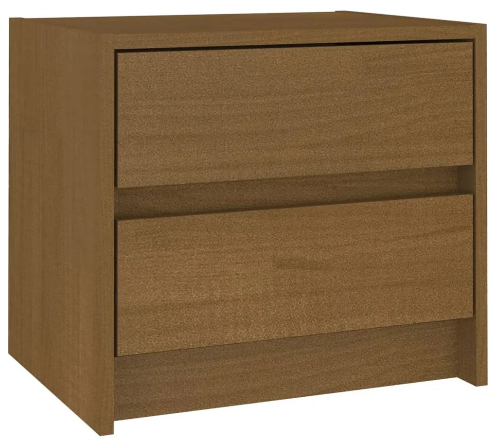 Comodino Miele 40x30,5x35,5 cm in Legno Massello di Pino