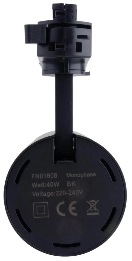 Faro LED 40W Monofase Nero 38°e 60° 130LM/W CRI92 no Flickering Colore Bianco Naturale 4.000K