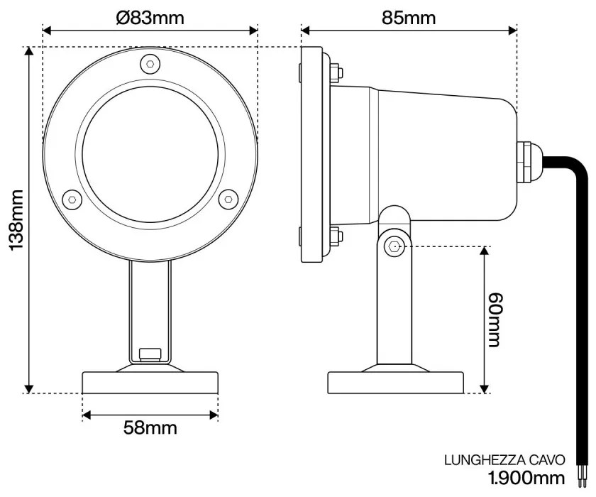 Faro ad immersione Orientabile per piscine e fontane, IP68 Base MR16