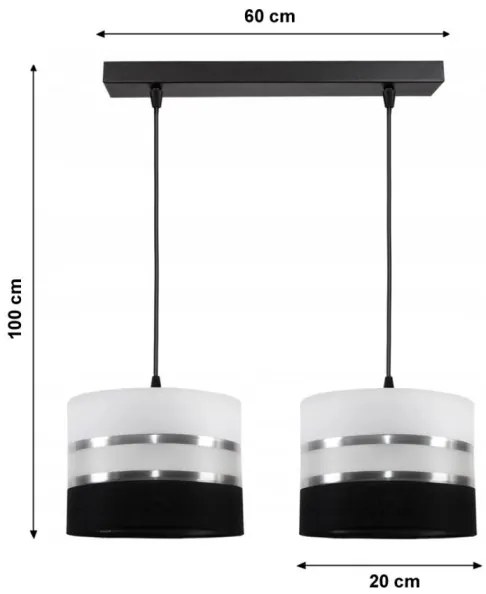 Lampadario a sospensione con filo CORAL 2xE27/60W/230V bianco e nero