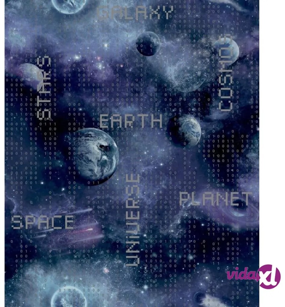Noordwand Good Vibes Carta da Parati Galaxy Planets and Text Nera e Viola