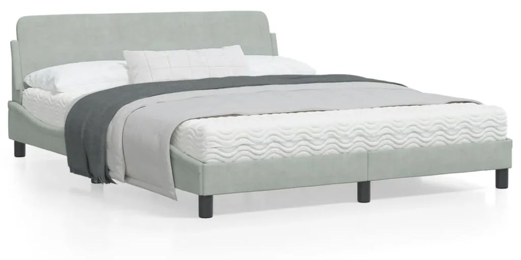 Giroletto Senza Materasso Grigio Chiaro 160x200 Cm Velluto /