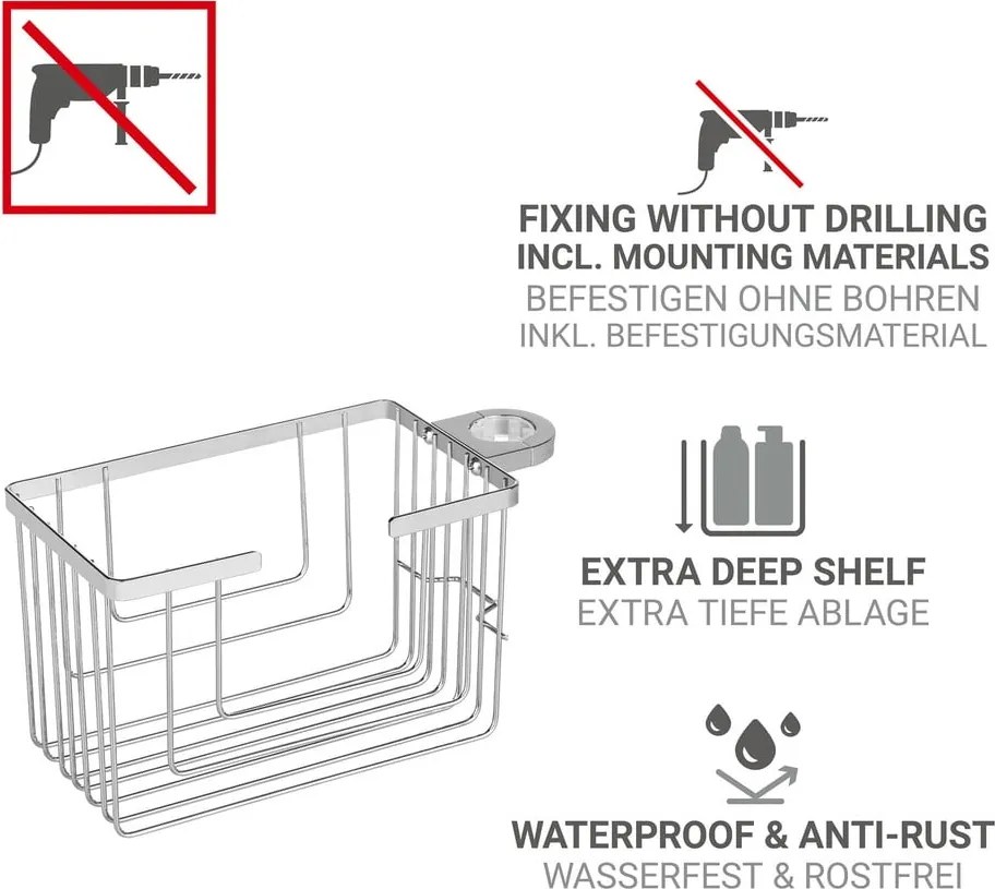 Mensola da bagno senza foratura color argento lucido in acciaio inox Valognes – Wenko