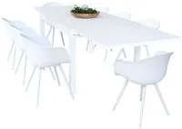 DEREK - set tavolo da giardino con sedie in alluminio cm 135/270x90x75 h Posti: 8, Colore: Bianco