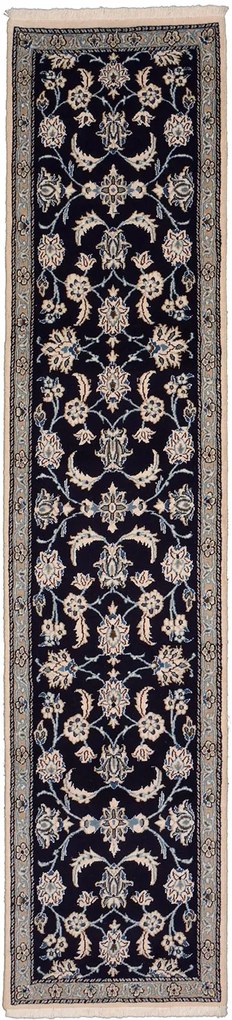 Nain Tappeto persiano 300x70 Blu (Iran) Annodato A Mano