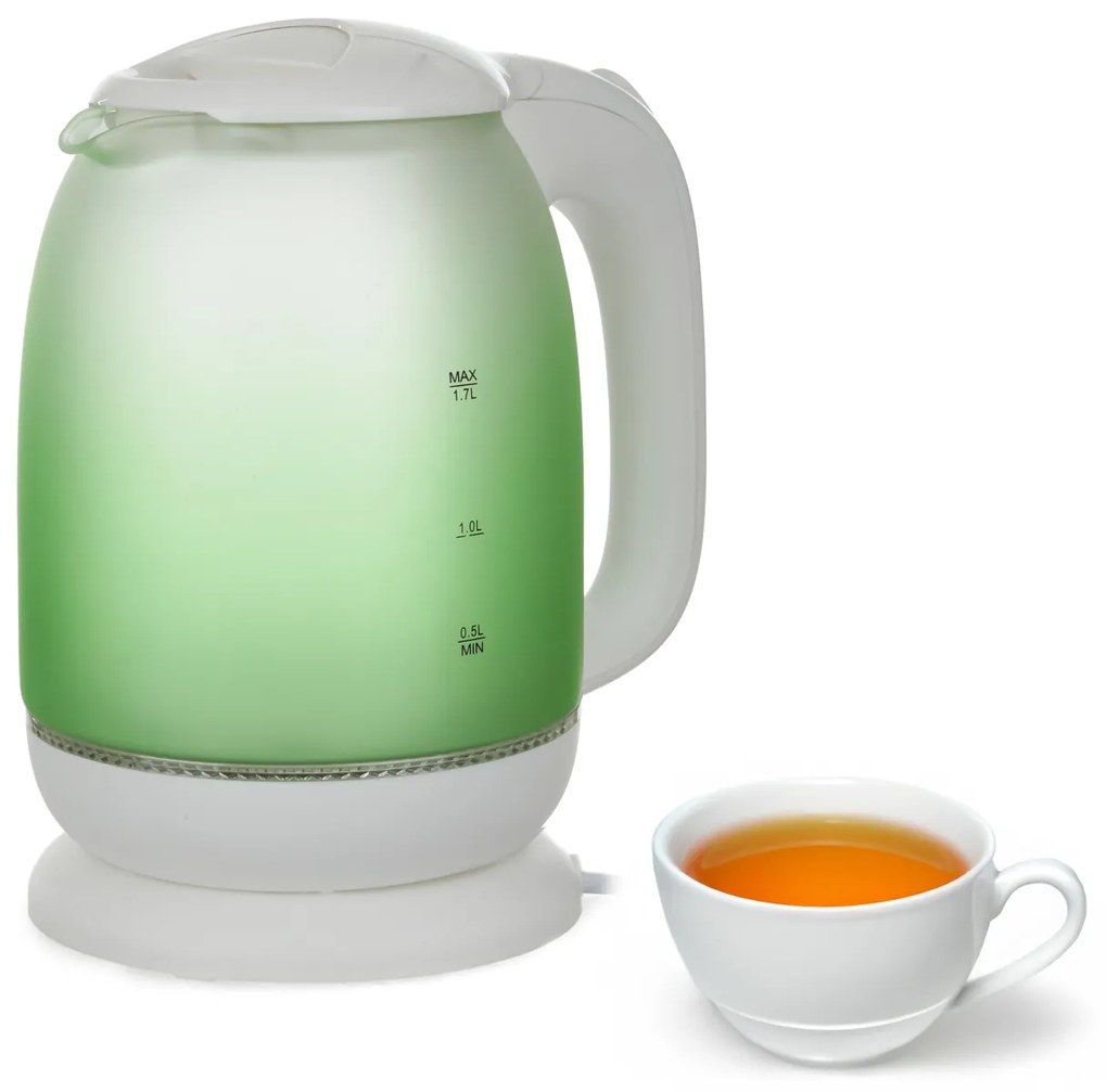 Bollitore elettrico 1,7 L 2200 W vetro verde