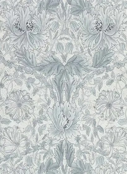 Morris & Co Carta da parati Pure Honeysuckle & Tulip - Cloud Grey