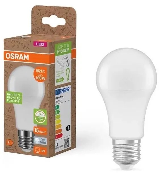 LED Lampadina in plastica riciclata A100 E27/14W/230V 4000K - Osram