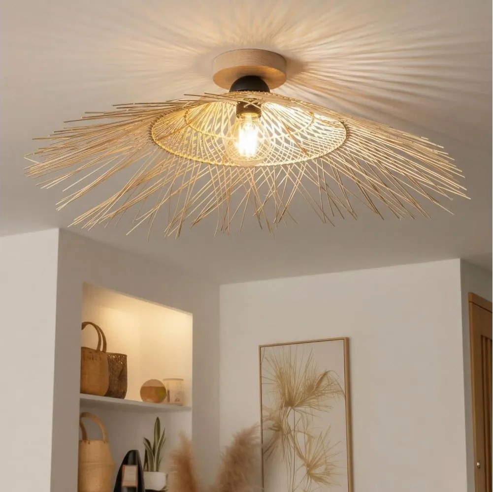 Brilagi - Lampadario LED da soffitto a montaggio superficiale CERIA BOHO 1xE27/40W/230V Ø 70 cm bambù/rovere
