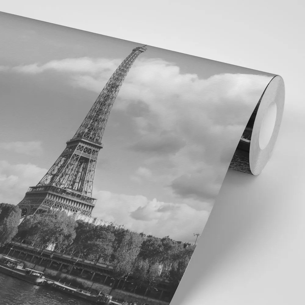Carta da parati autoadesiva – Panorama affascinante di Parigi in bianco e nero