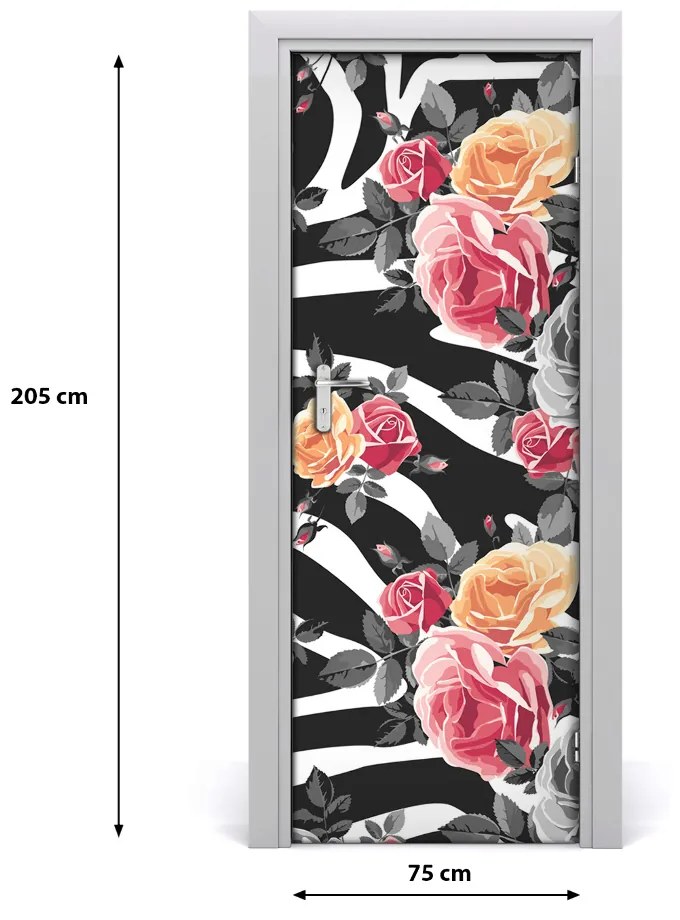 Adesivo per porta Rose zebra 75x205 cm