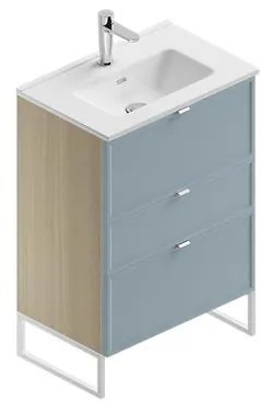 Mobile sottolavabo e lavabo Quadra natura/cielo in mdf L 60 x H 93 x P 39 cm 1 vasca 3 cassetti