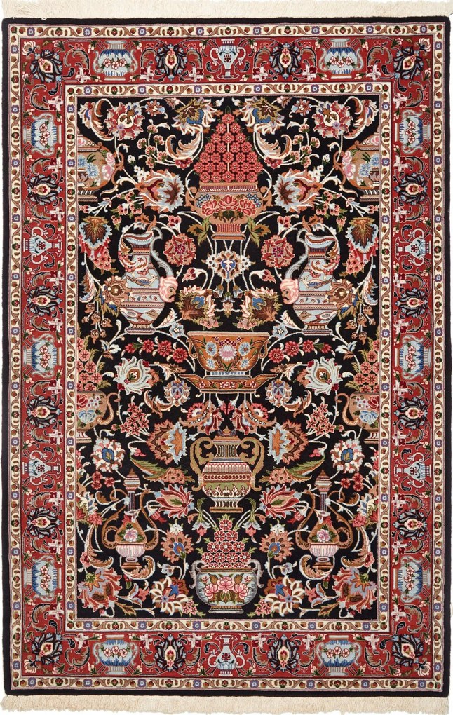 Isfahan Tappeto 100 x 160 Blu (Iran) Annodato A Mano