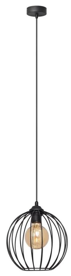 Lampadario a sospensione con filo MERCURE 1xE27/15W/230V diametro 24 cm nero