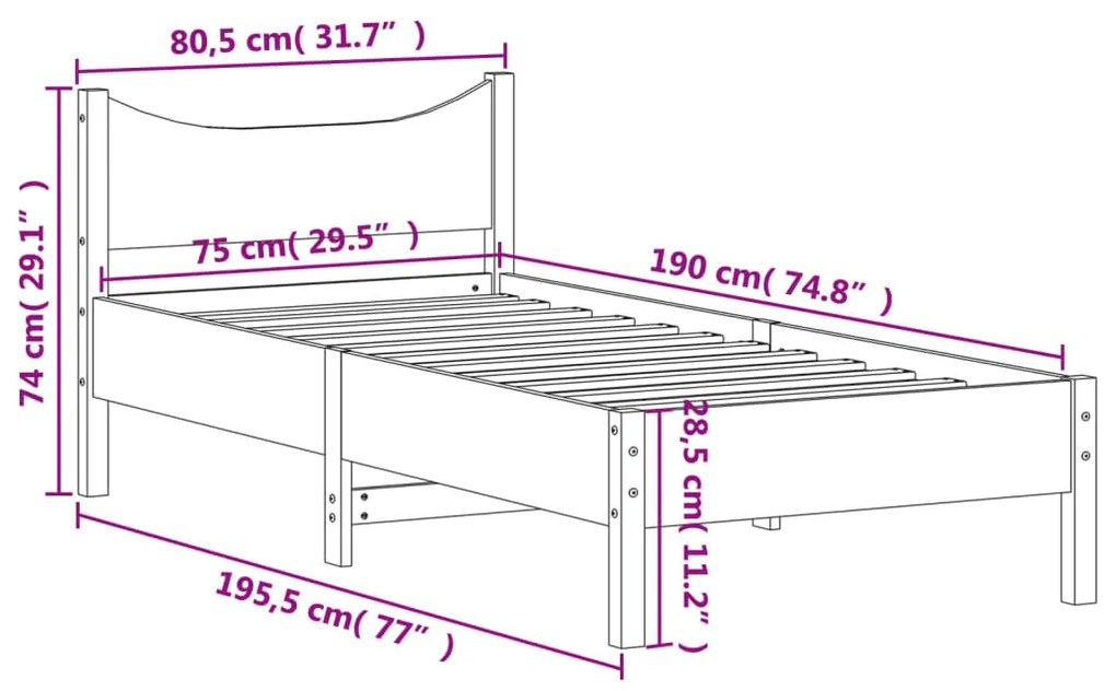 Giroletto Marrone Cera 75x190 cm in Legno Massello di Pino