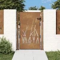 Cancello da Giardino 105x130 cm in Acciaio Corten Design Erba 153174