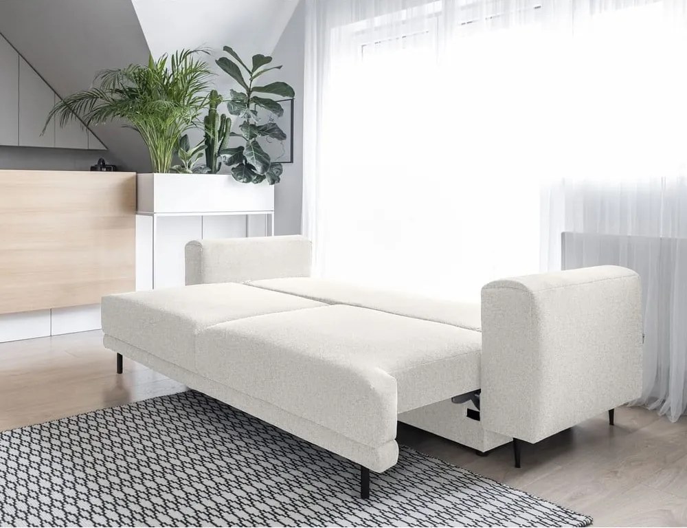 Divano color crema allungabile/con contenitore e rivestimento in bouclé 260 cm Dalia – ELTAP