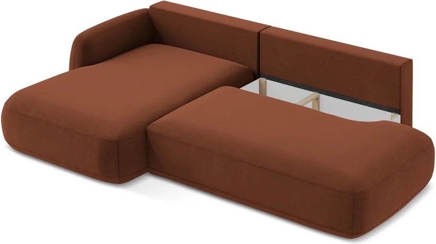 Divano angolare color terracotta allungabile (con penisola a sinistra/con chaise lounge) Hale – Makamii