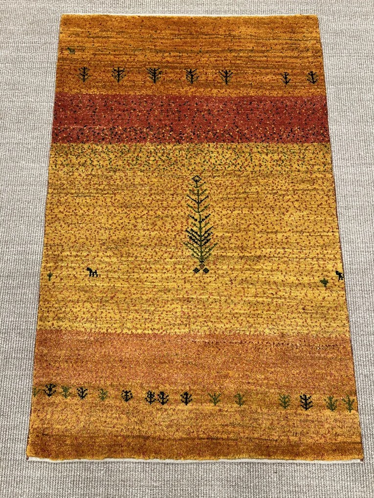 Gabbeh Tappeto 90x150 Giallo (Iran) Annodato A Mano