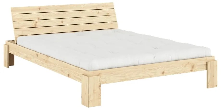 Letto matrimoniale di colore naturale in pino massiccio con rete inclusa 160x200 cm Layers – Karup Design