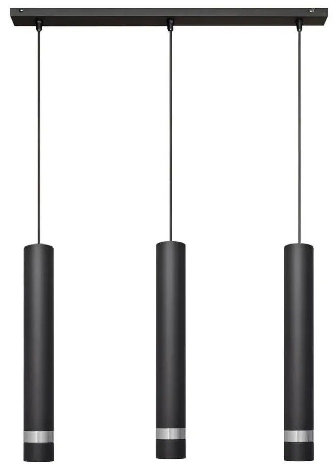 Lampadario LED a sospensione con filo TUBA 3xGU10/4,8W/230V nero/cromo